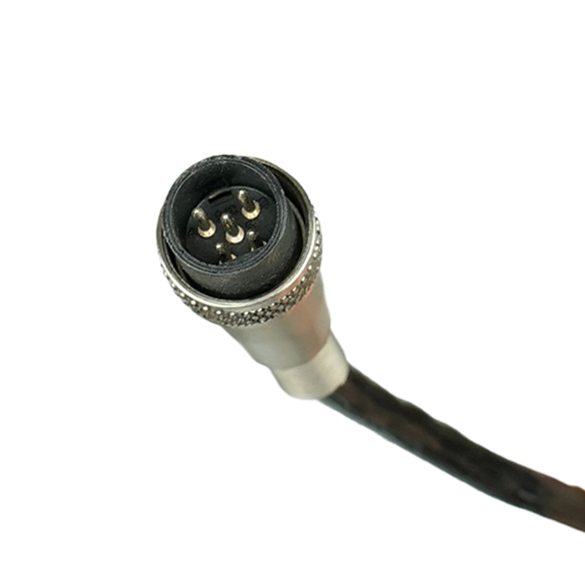 screw on end with female 5 pin adaptor black and silver with white background