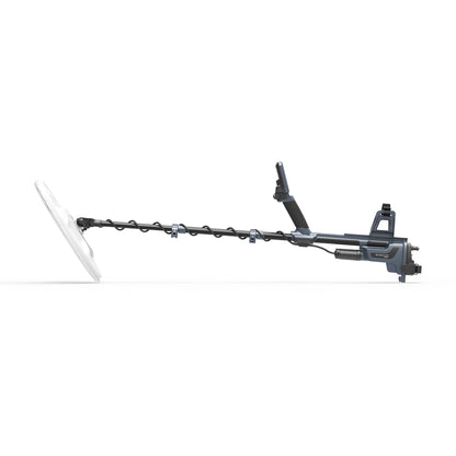 Nokta Magnetar 9000 side view fully extended with MG37 coil, coil to the left