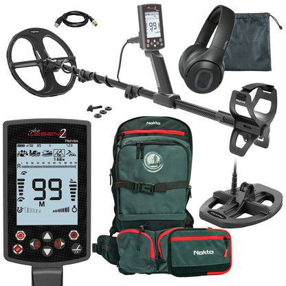 Nokta Legend 2 metal detector complete bundle with dual coils and backpack