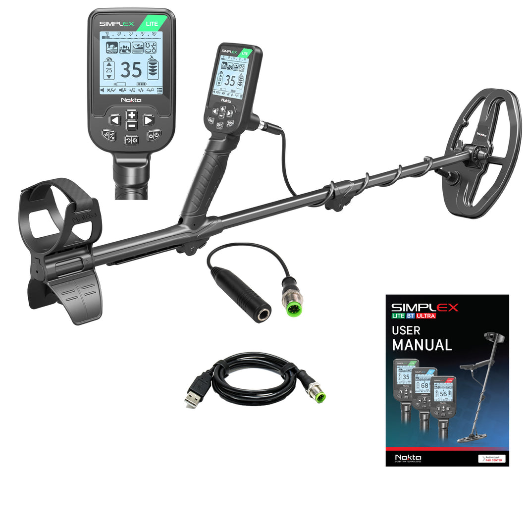 Nokta Simplex LITE waterproof metal detector full length view showing retractable shaft