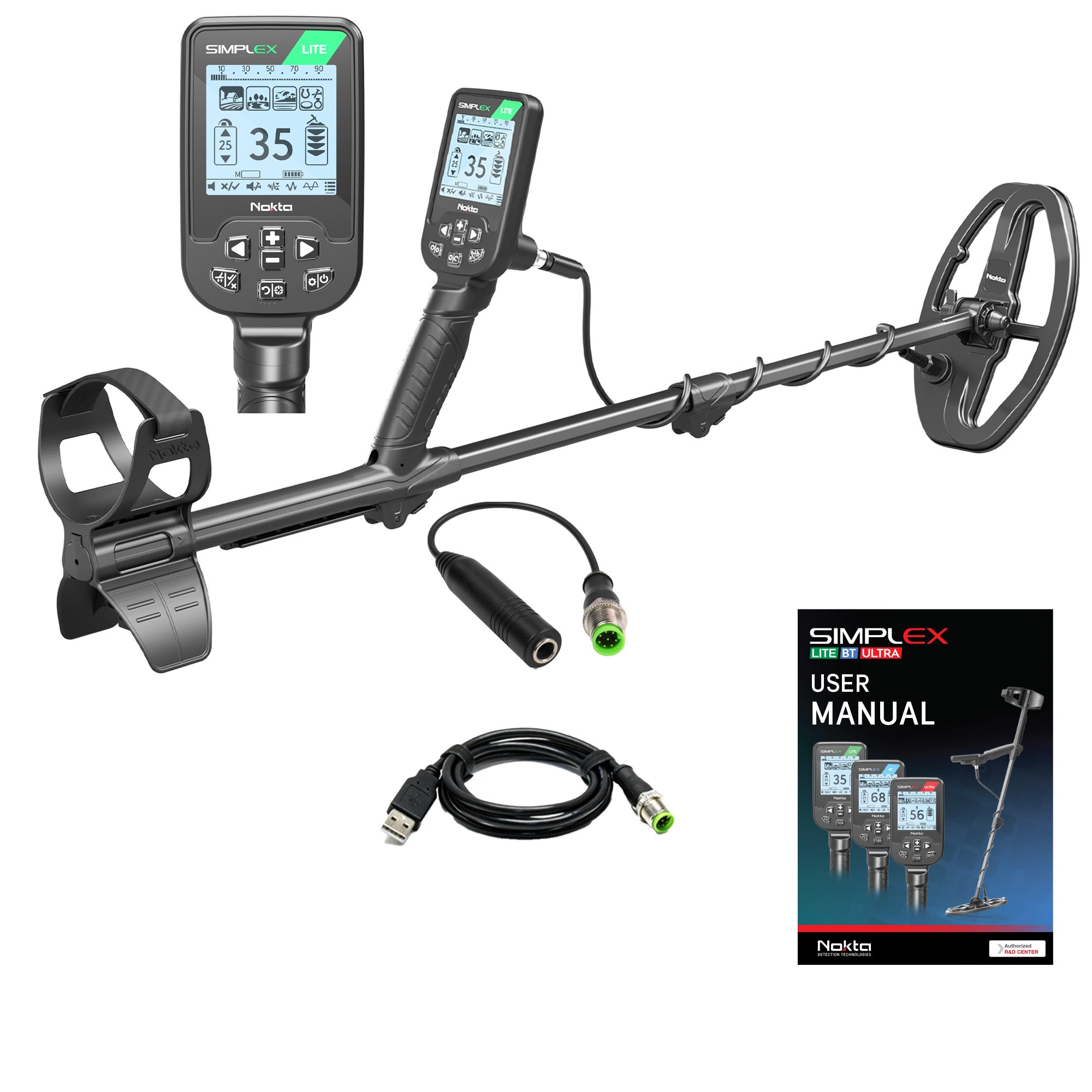 Nokta Simplex LITE Waterproof Metal Detector with 9.5 x 6" DD Coil