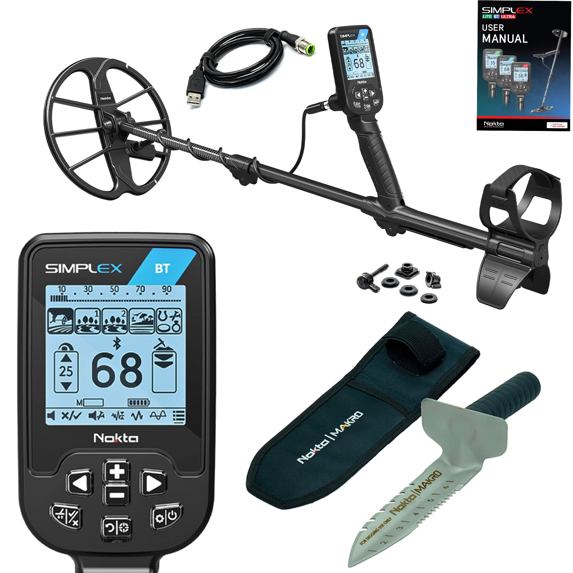 Nokta Simplex BT Waterproof Metal Detector with 11" DD Coil Starter Package