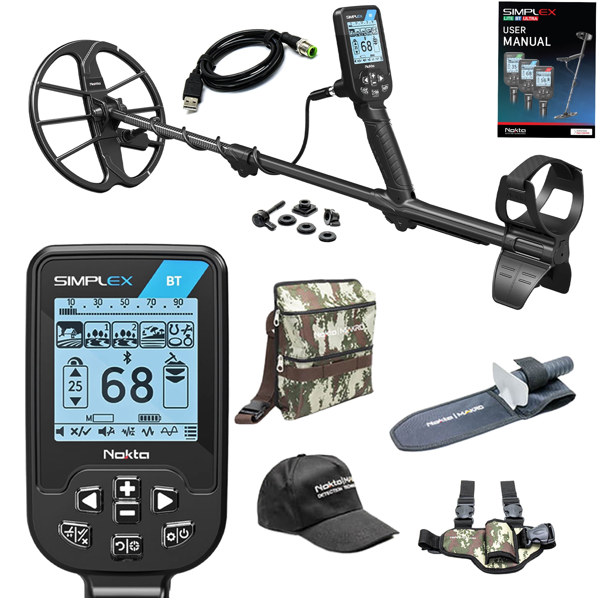 Nokta Simplex BT Waterproof Metal Detector with 11" DD Coil with Starter Pack