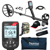 Nokta Simplex Ultra metal detector complete bundle with finds pouch, embroidered hat, premium digger, and carry bag