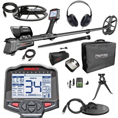 Nokta Impact Pro Pack metal detector complete bundle with accessories displayed