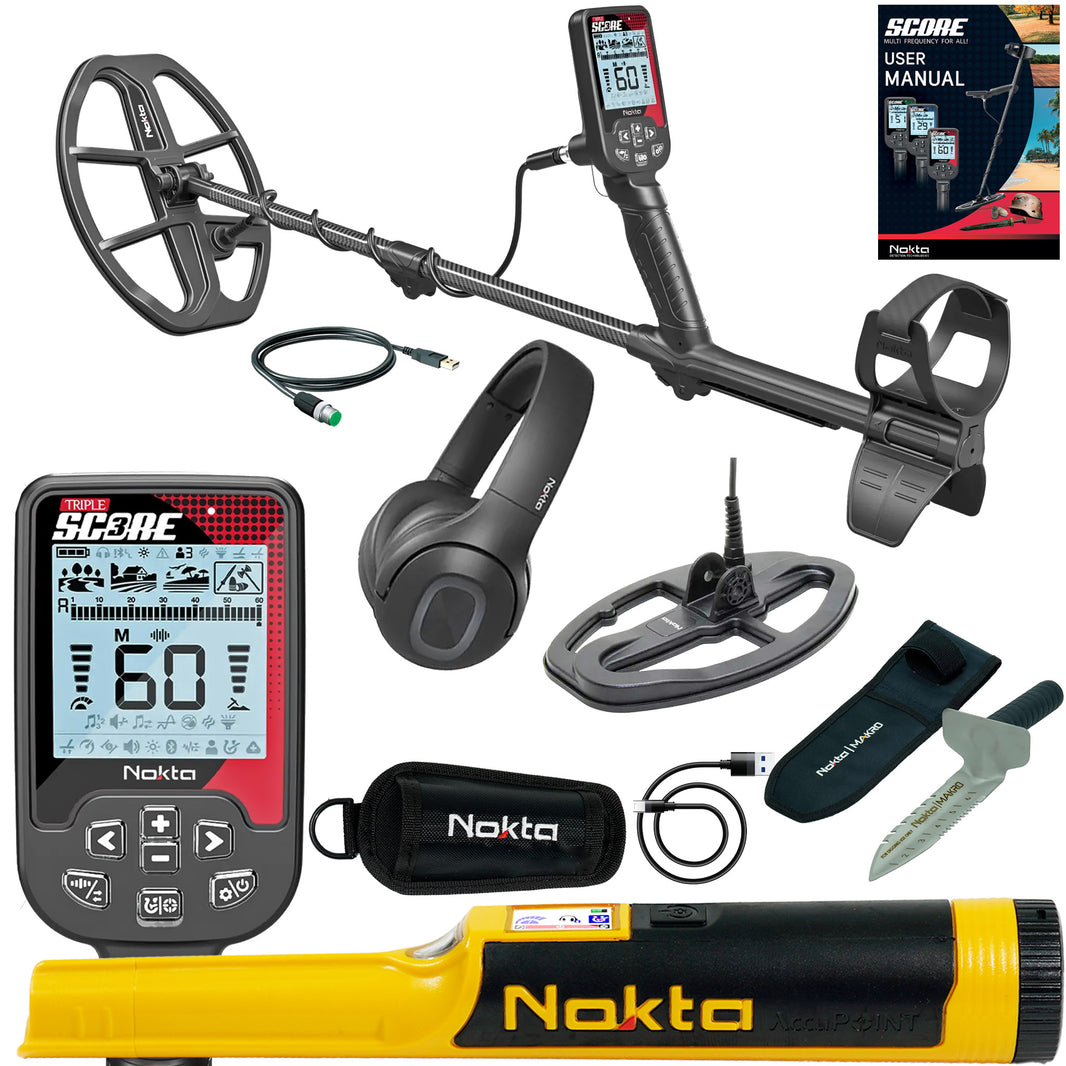 Nokta Triple Score Pro Pack metal detector complete bundle with accessories