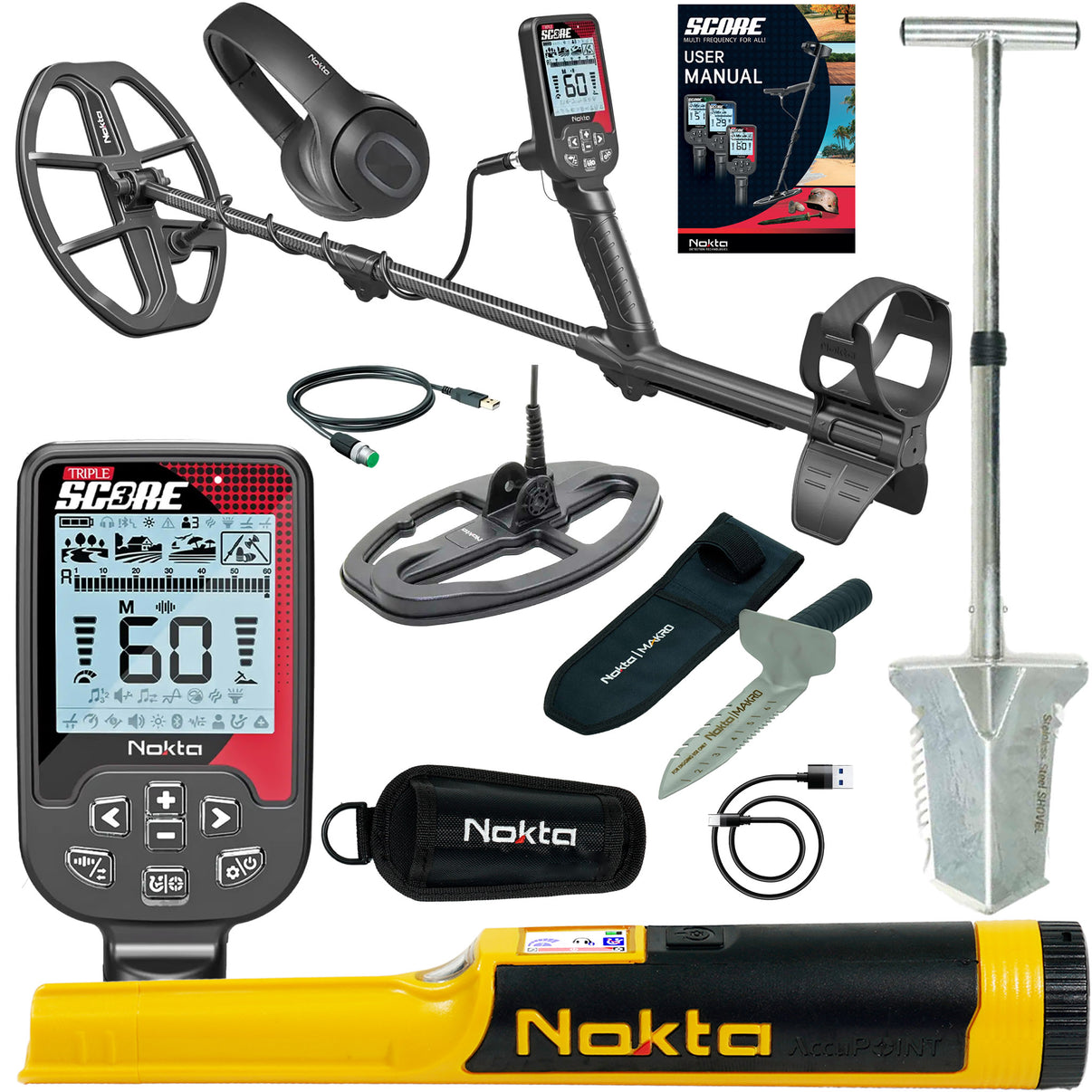 Nokta Triple Score Pro Pack metal detector bundle with accessories