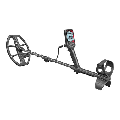 Side view of Nokta Triple Score metal detector fully assembled.