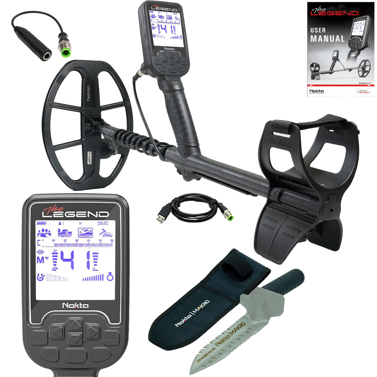 Nokta Legend SMF metal detector pro package with LG30 12x9 coil and accessories
