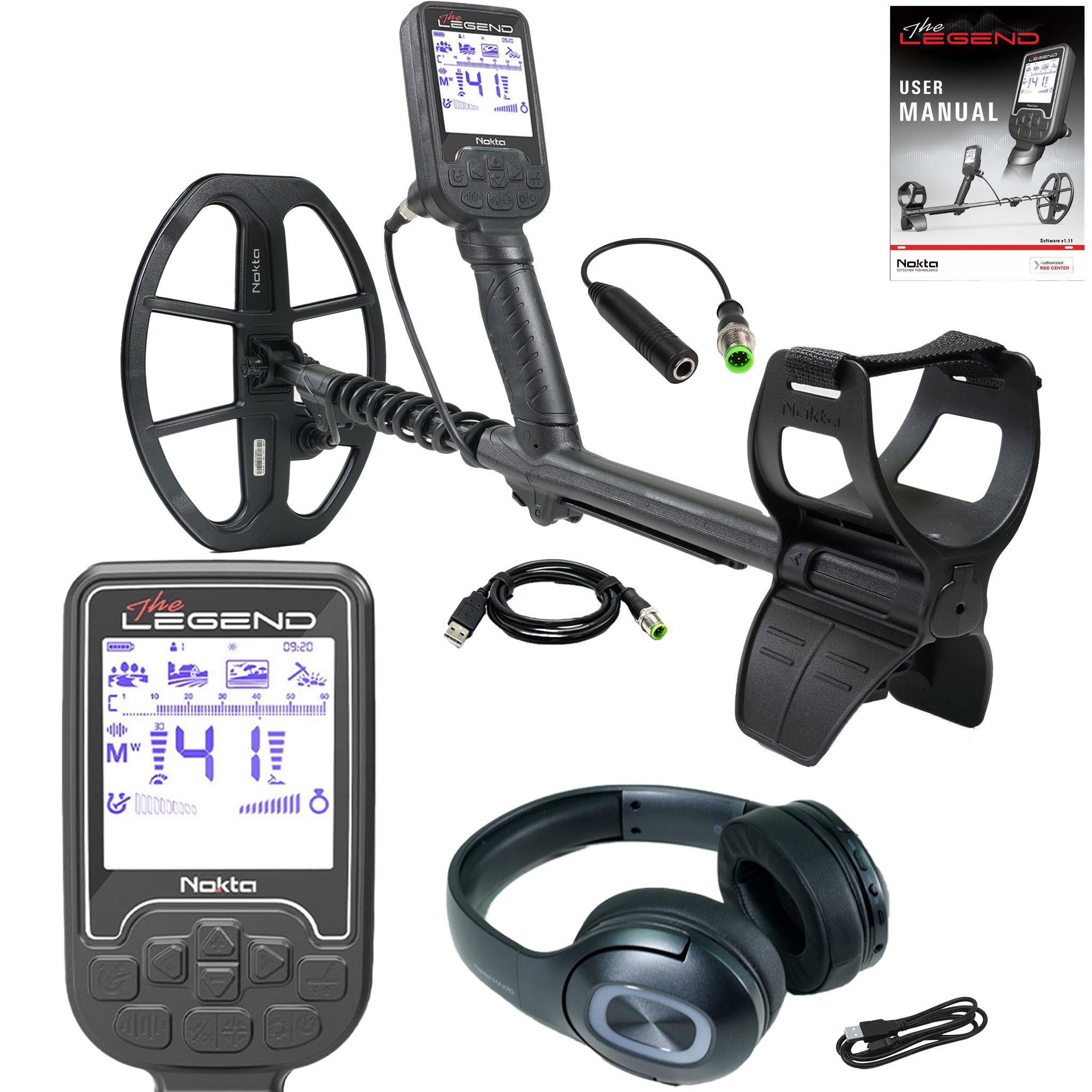 Nokta The Legend SMF Metal Detector w/ LG30 12" x 9" Coil with Bluetooth Headphones