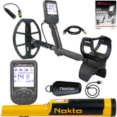 Nokta Legend metal detector with carbon fiber shaft and LG30 coil bundle package