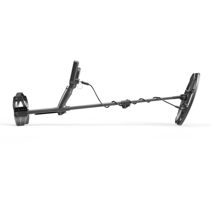 Alternate side view of the Nokta Legend metal detector against a white backdrop