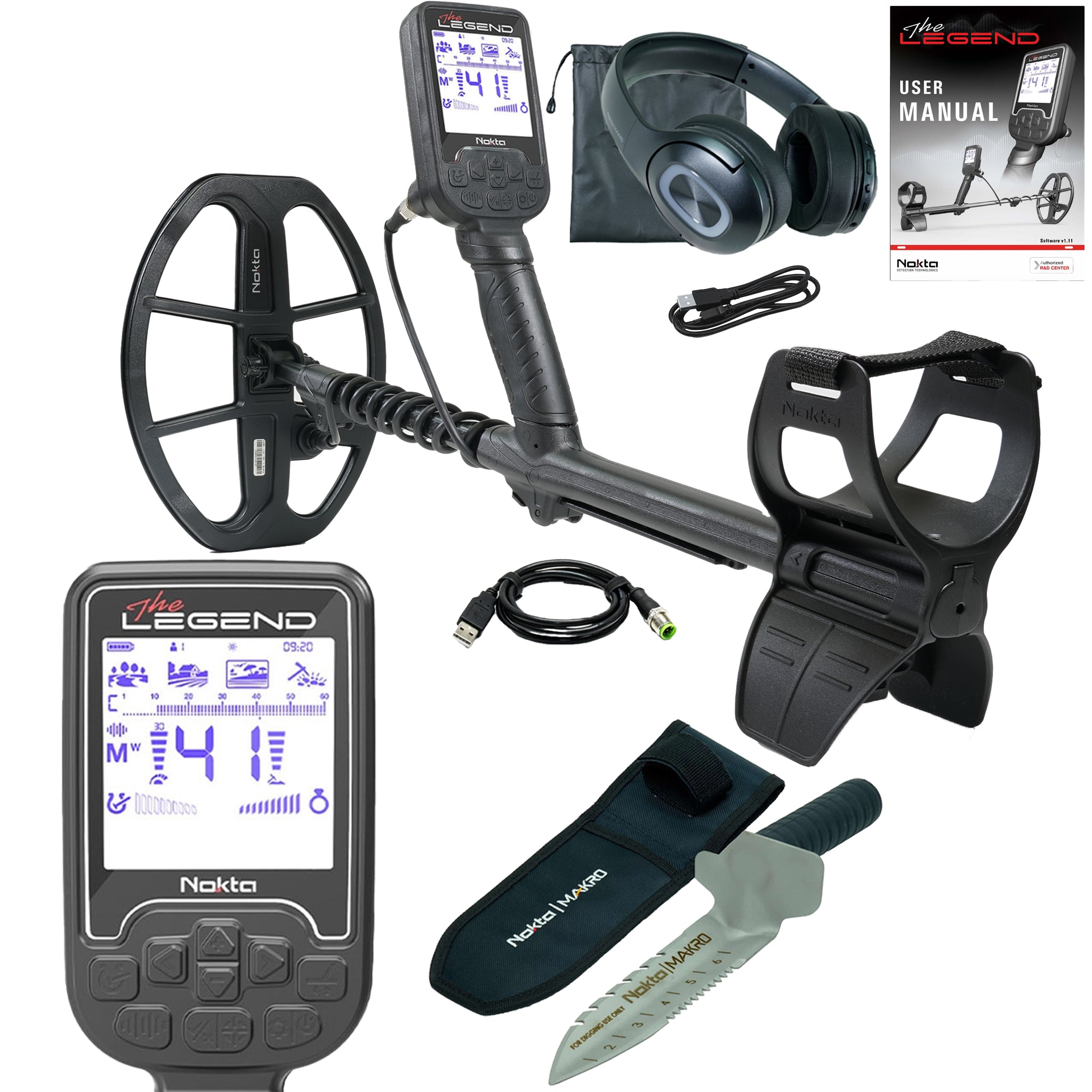 Nokta The Legend WHP Metal Detector w/ Wireless Headphones and LG30 12" x 9" Coil Pro Package