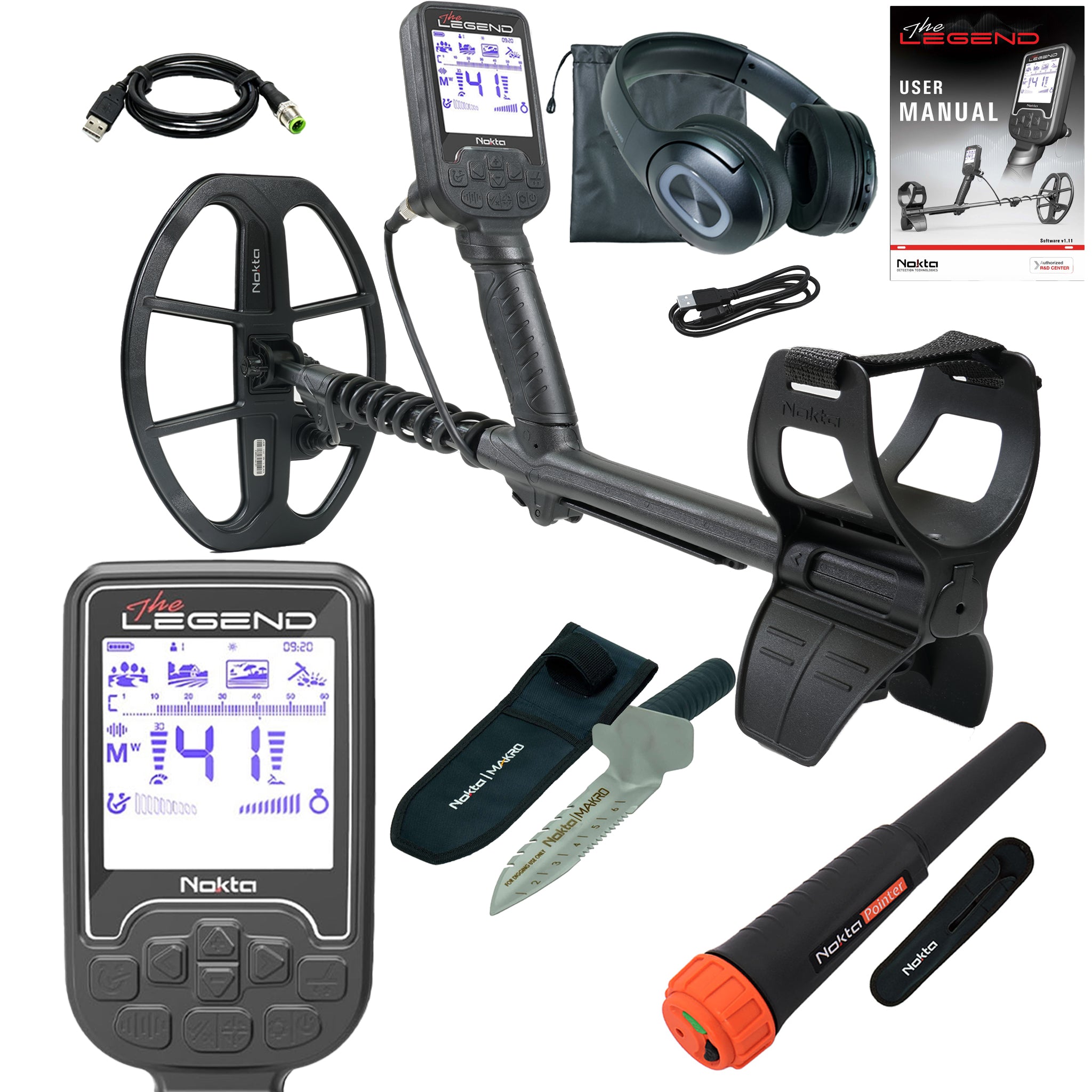 Nokta The Legend WHP Metal Detector w/ Wireless Headphones and LG30 12" x 9" Coil Complete Package