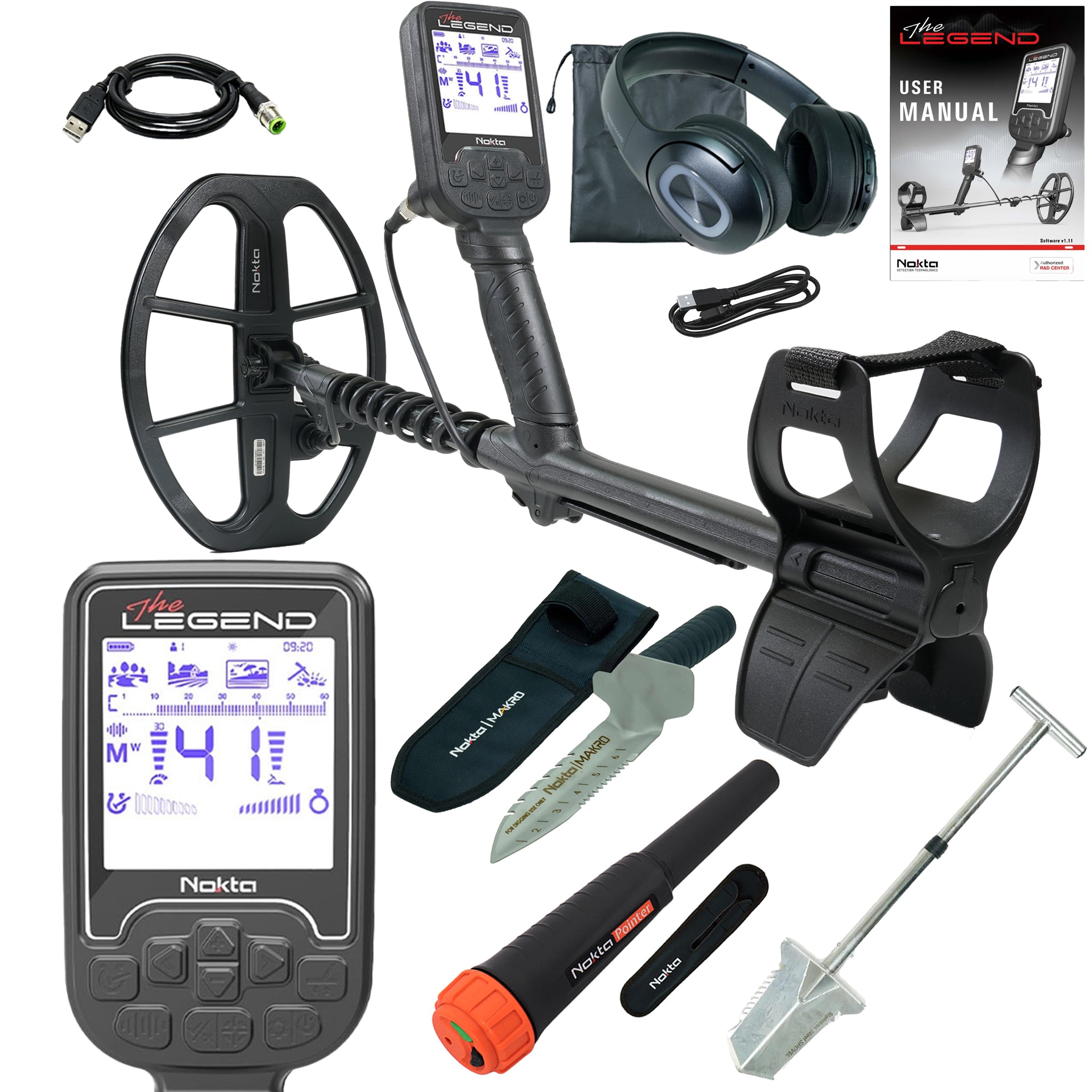 Nokta The Legend WHP Metal Detector w/ Wireless Headphones and LG30 12" x 9" Coil Advantage Package