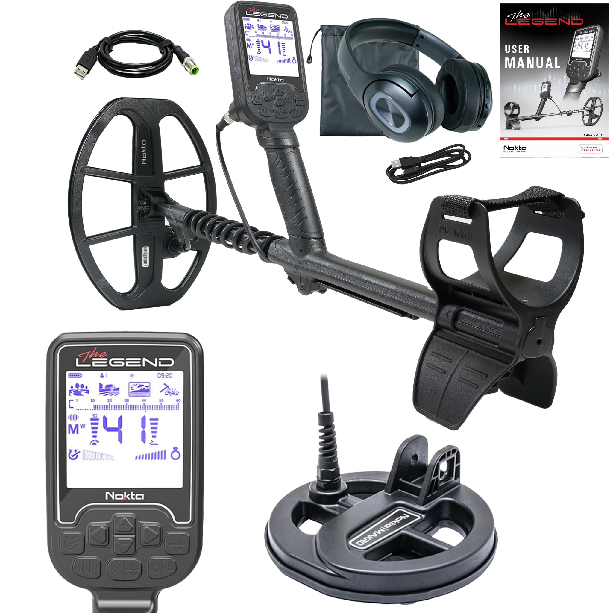 Nokta The Legend WHP Metal Detector w/ Wireless Headphones with LG15 6" Waterproof Search Coil