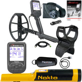 Nokta Legend WHP metal detector complete package with wireless headphones and accessories