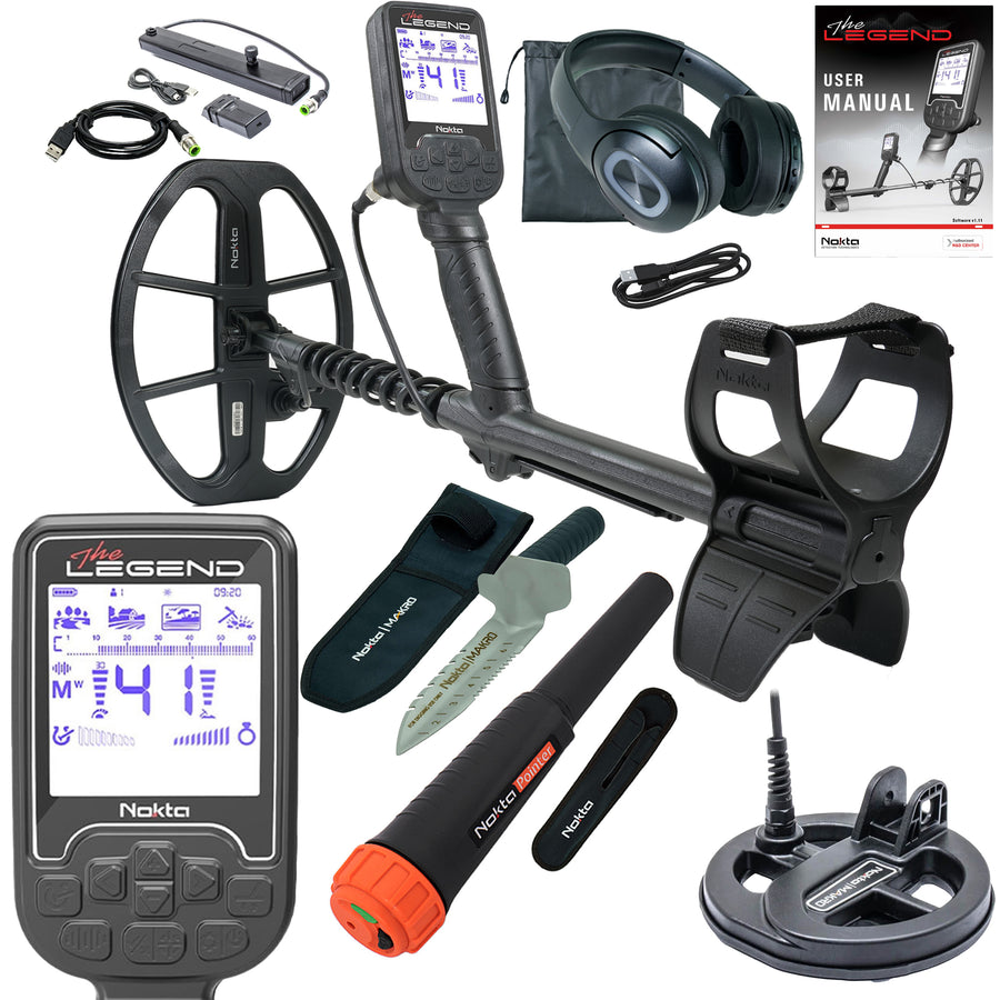 Nokta Legend SMF Metal Detector Pro Pack complete contents display