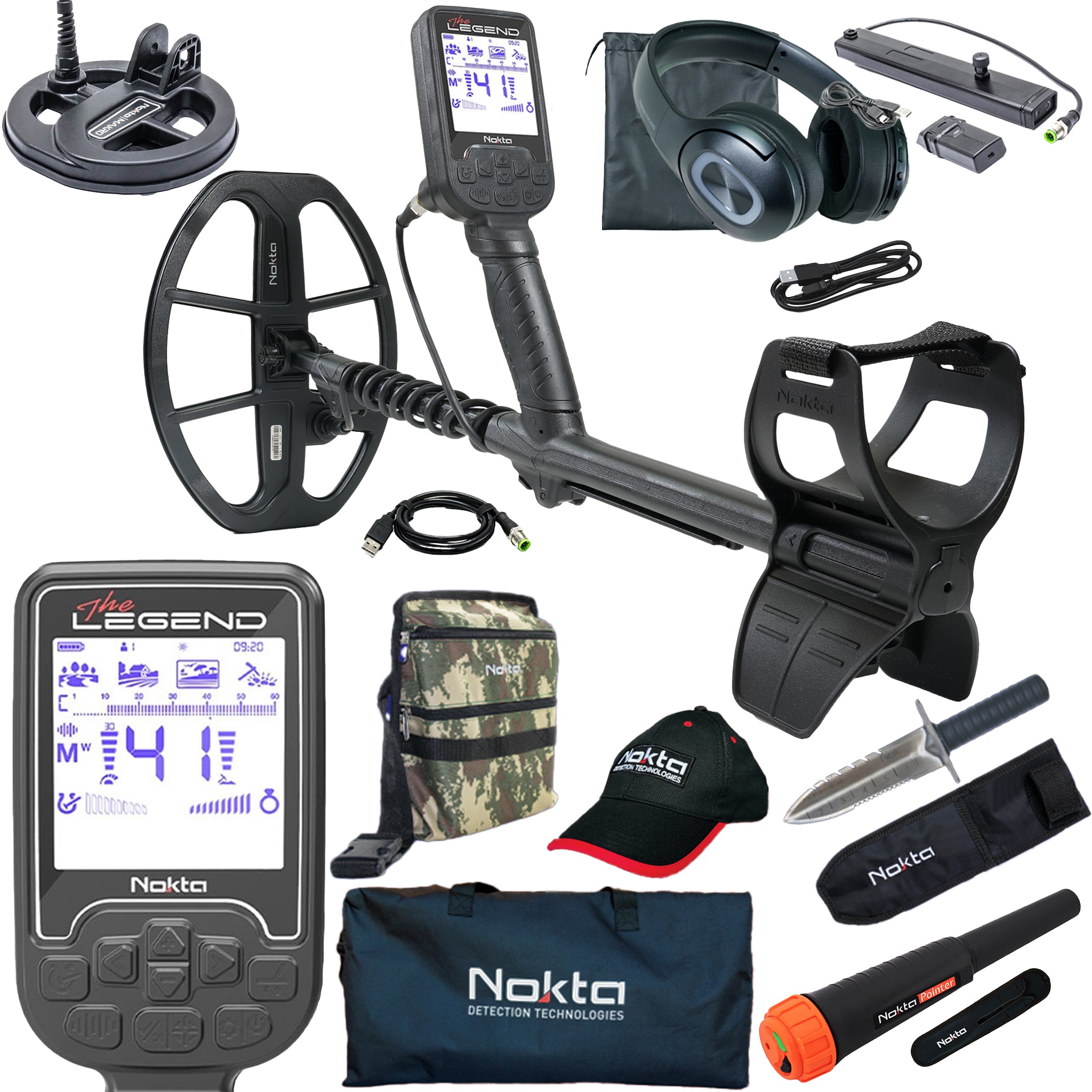 Nokta The Legend SMF Metal Detector Pro Pack with FREE Pinpointer, Digger, Hat, Carry Bag, and Pouch