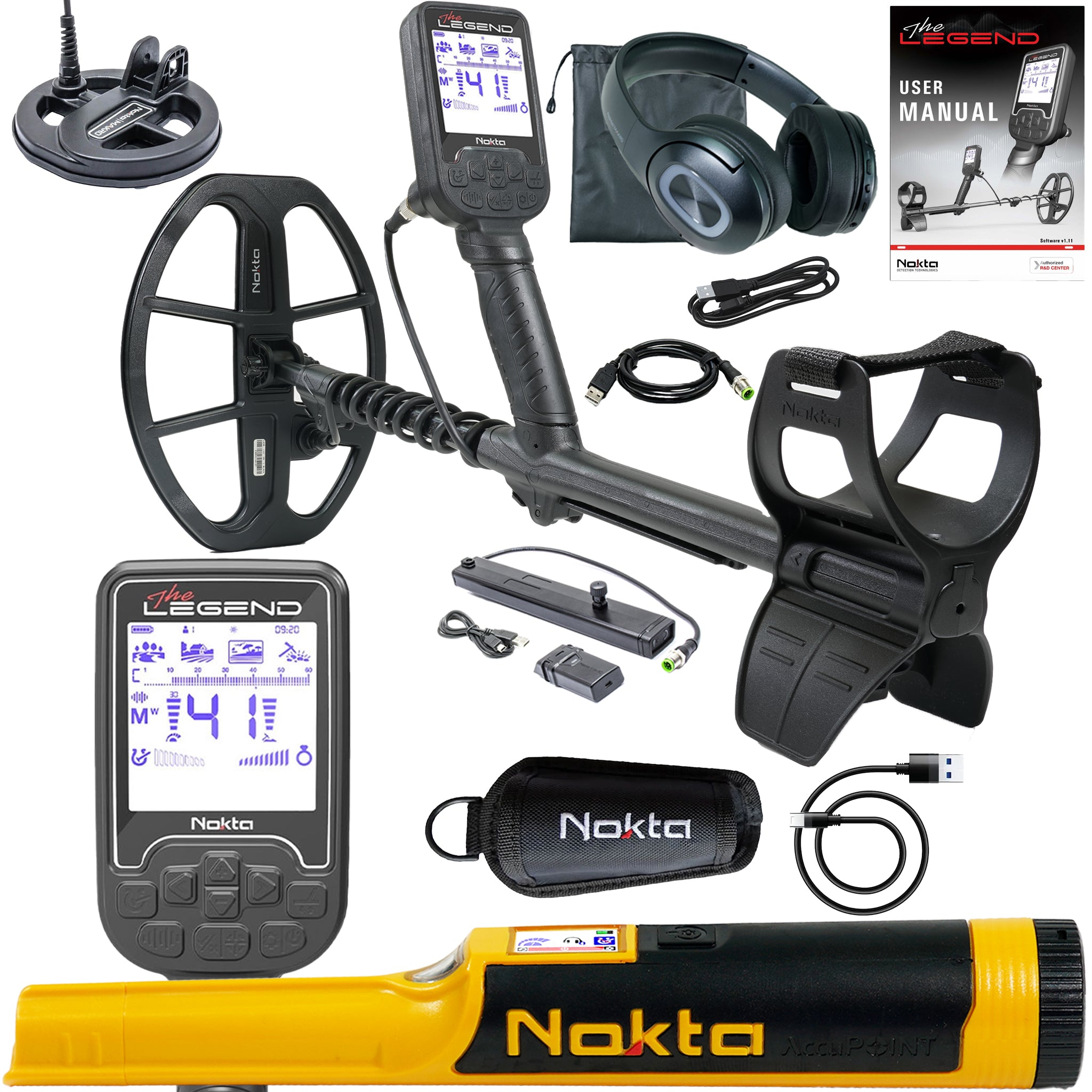 Nokta The Legend SMF Metal Detector Pro Pack w/ Wireless Headphones and LG30 12″ X 9″ W/ FREE Accupoint