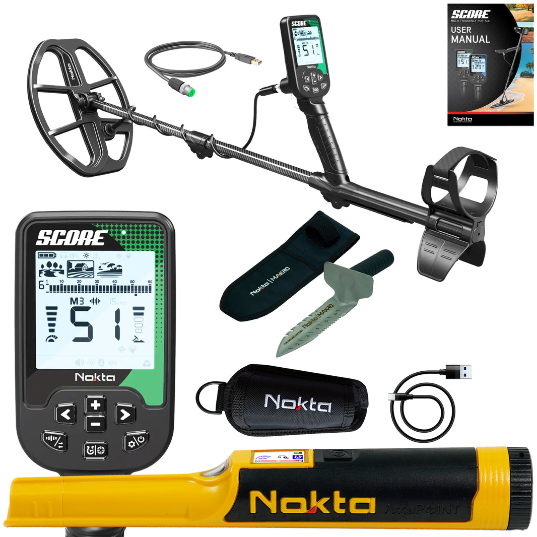 Nokta Score SMF metal detector complete package with AccuPoint pinpointer and digger