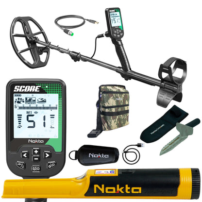 Complete Nokta Score metal detector bundle with digger, finds pouch and Accupoint pinpointer