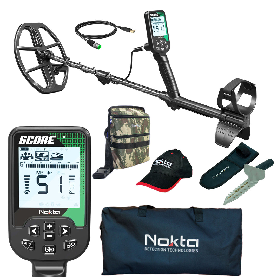 Nokta Score SMF waterproof multi-frequency metal detector with 9.5-inch DD coil and digital display
