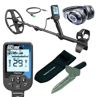 Nokta Score 2 SMF metal detector bundle with Bluetooth headphones and premium digger