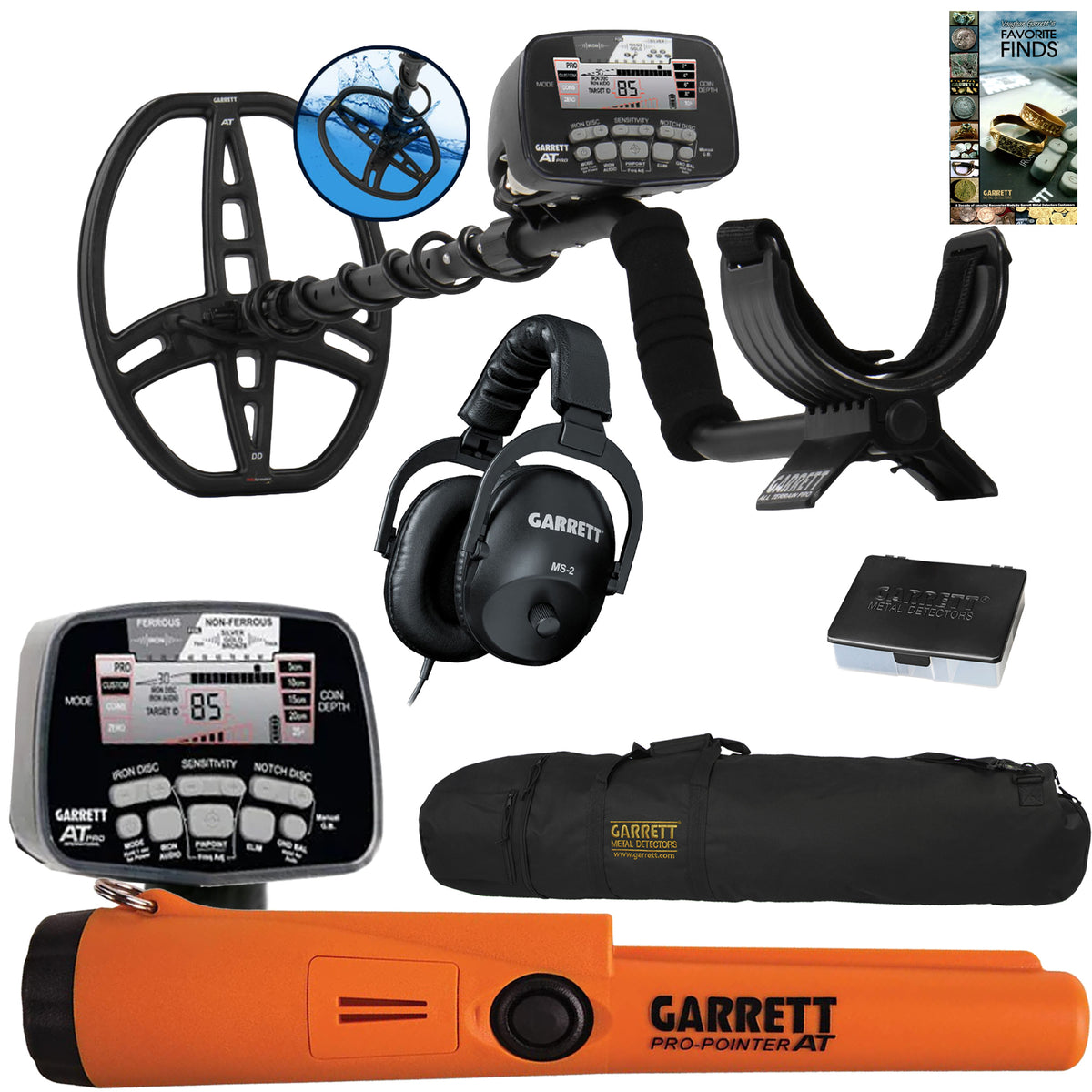 Garrett AT PRO Metal Detector Special w/ Pinpointer, Box, Book, Bag