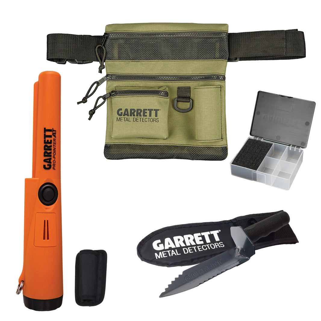 Garrett 4-piece deluxe utility kit with Pro-Pointer AT, Edge Digger, dig pouch and finds box