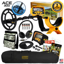 Garrett ACE 300 Metal Detector w/ 7 x 10″ Waterproof Coil, Carry Bag, Camo Pouch