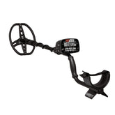 A Garrett metal detector with a black coil, digital display screen, and mounting bracket, shown against a plain white background.