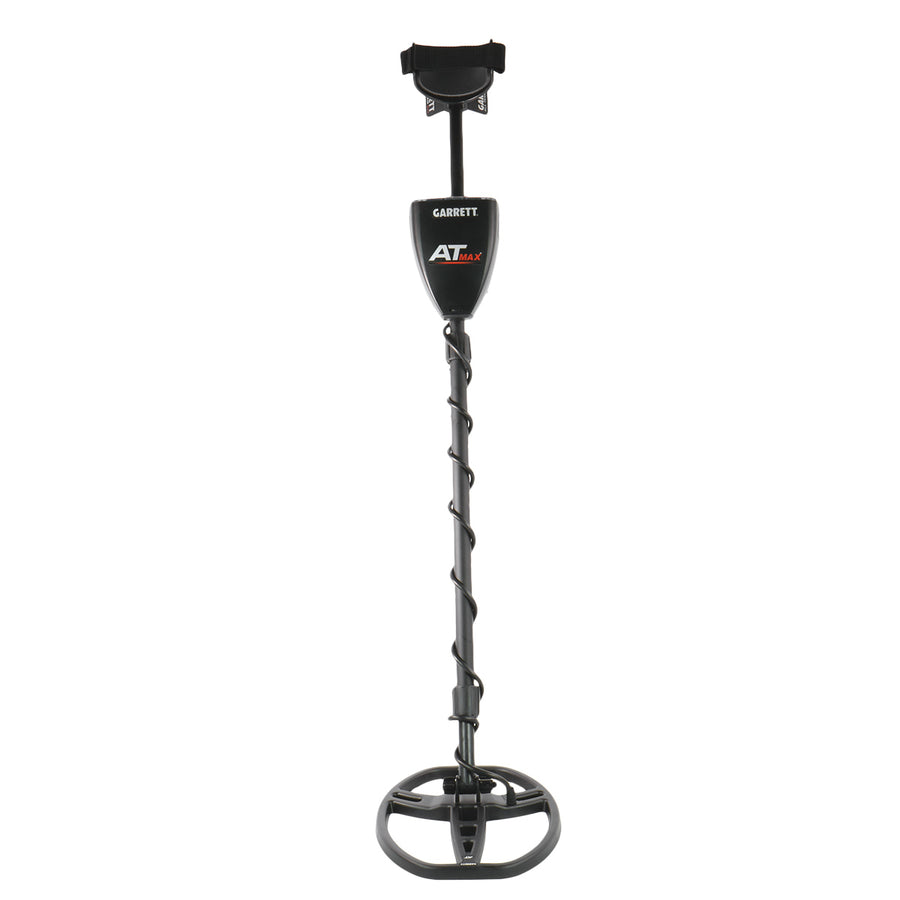 A Garrett ATX2000 metal detector with a black coil, long handle, and arm strap, shown against a plain white background.