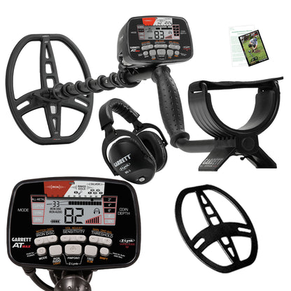 Garrett AT MAX metal detector with Z-Lynk wireless headphones and 8.5 by 11 inch DD coil