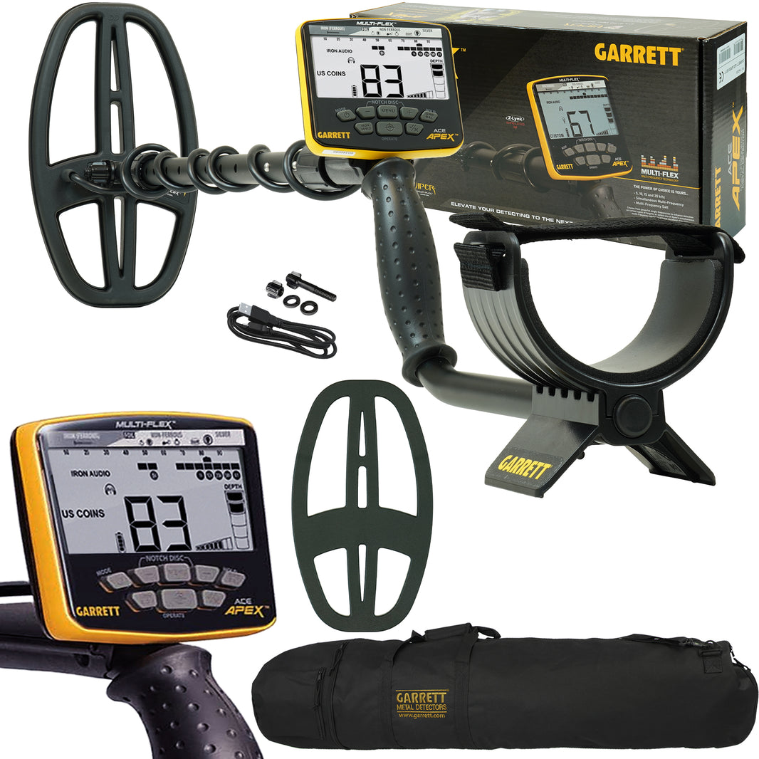 Garrett ACE Apex Metal Detector with Viper Coil and All-Purpose Carry Bag