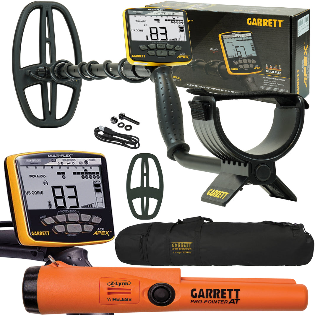 Garrett ACE Apex Metal Detector with Viper Coil, PRO-Pointer AT Z-Lynk and Carry Bag