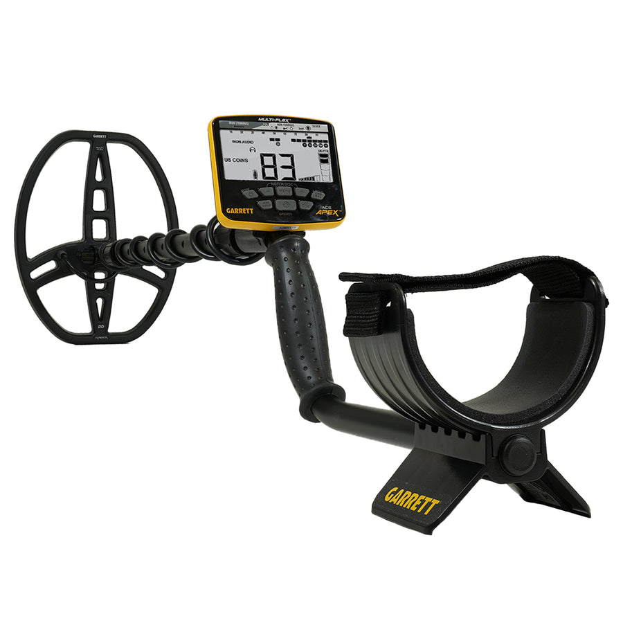 Garrett metal detector kit with a black and yellow on white background