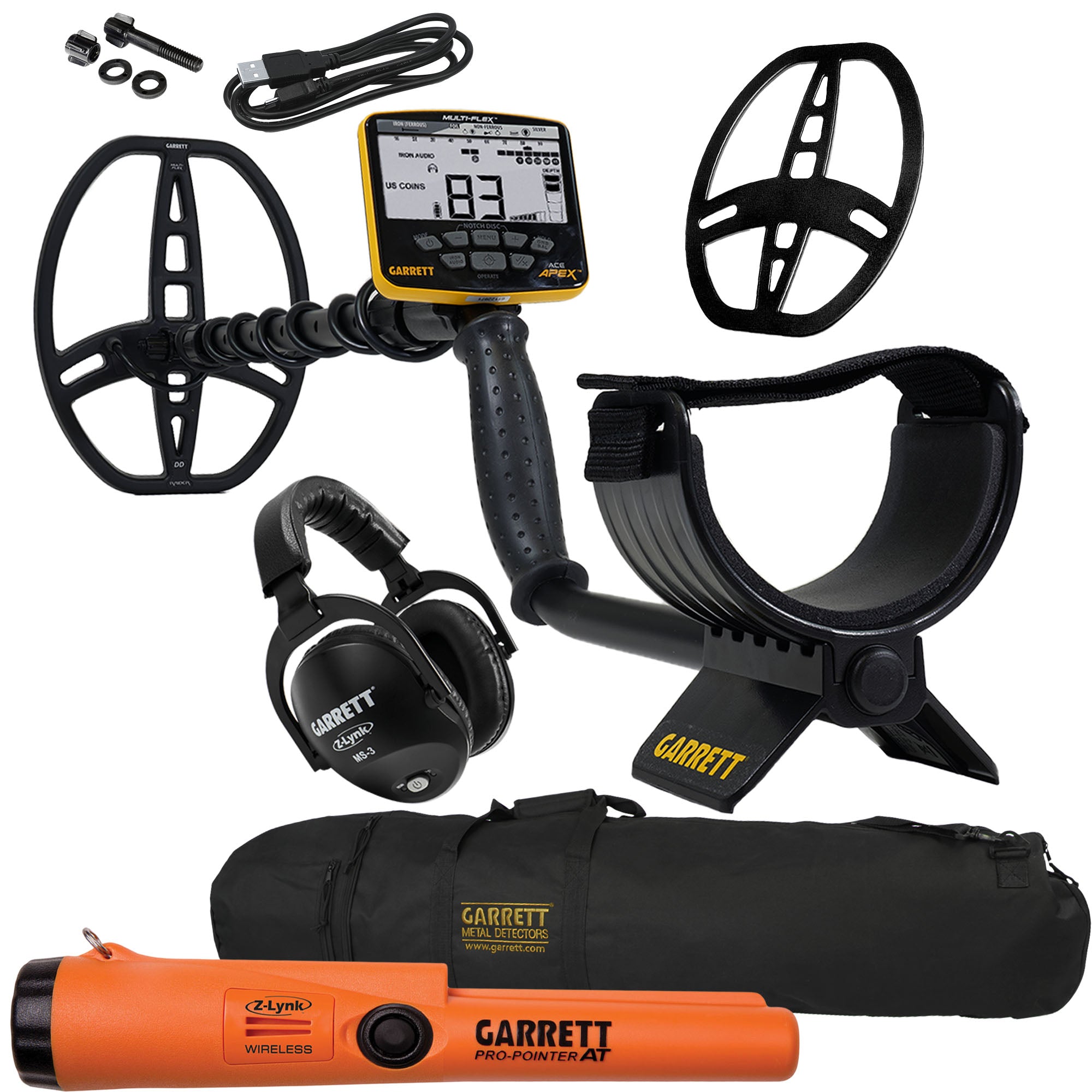 Garrett ACE APEX Metal Detector with Headphones, Carry Bag, and Pinpointer