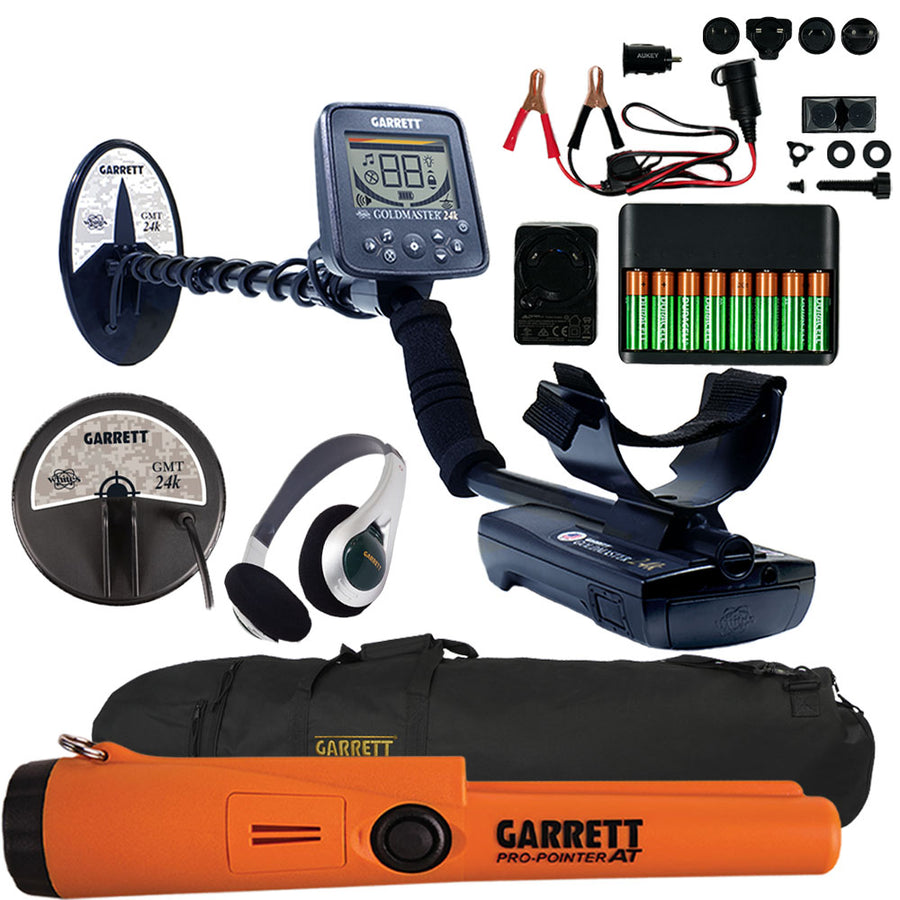 Garrett Goldmaster 24k Metal Detector w/ 6 x 10" DD Elliptical and 6" Round Concentric Coil,  Garrett Carry Bag and Pro Pointer Pinpointer