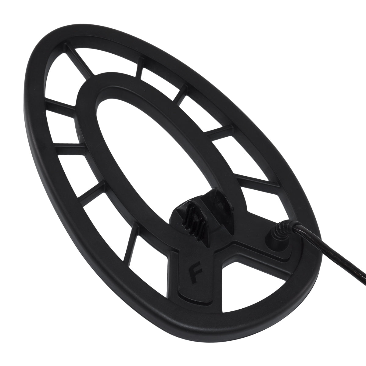 Fisher 11-inch black concentric teardrop search coil with screw-in connector for F11 F22 F44 F5 metal detectors