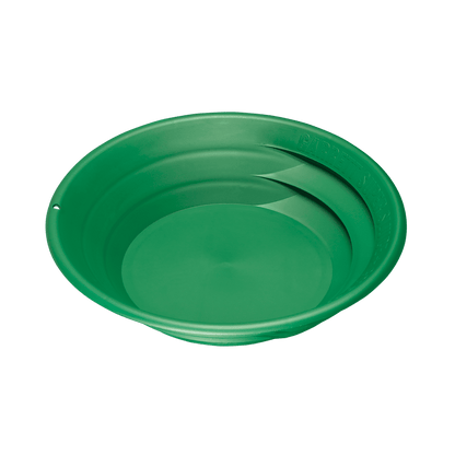 Green Garrett Super Sluice 15 inch gold pan at an angle view