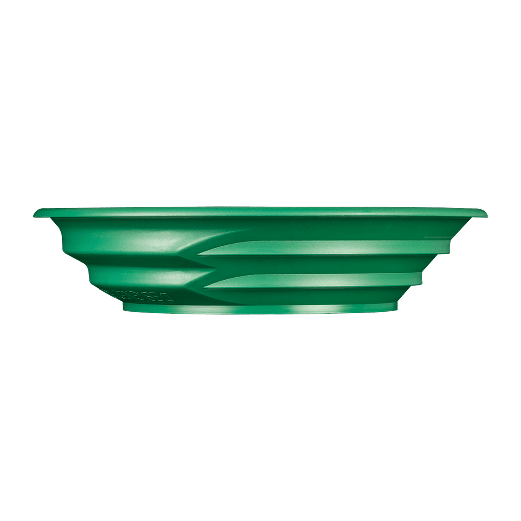 Green Garrett Super Sluice 15 inch gold pan Sideview with riffles visable