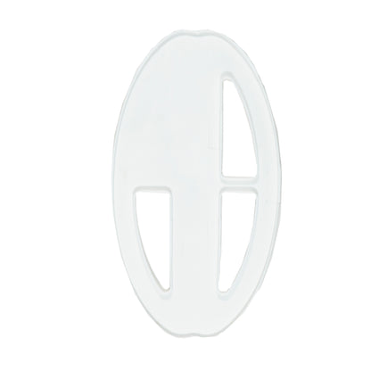 Angled view of the white Nokta 9.5x5 in slim coil cover, current version