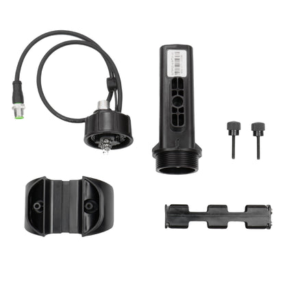 black Nokta Kruzer Anfibio Detector External Waterproof 4 x AA Battery Pack Case with components on white background
