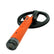 An orange handheld metal detector with a black circular coil, shown on a plain white background.