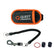 A Quest metal detectors accessory kit on a white background, including an orange and black holster, a black lanyard wrist strap with a carabiner, a red O-ring, and two black rubber caps.