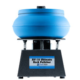 Raytech AV-18 Ultimate Rock Polisher with a blue rotating head and a black textured base featuring a blue and white brand label.