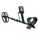 A black metal detector with a coil shown on a plain white background.