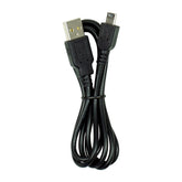 Black USB cable with connectors on a white background