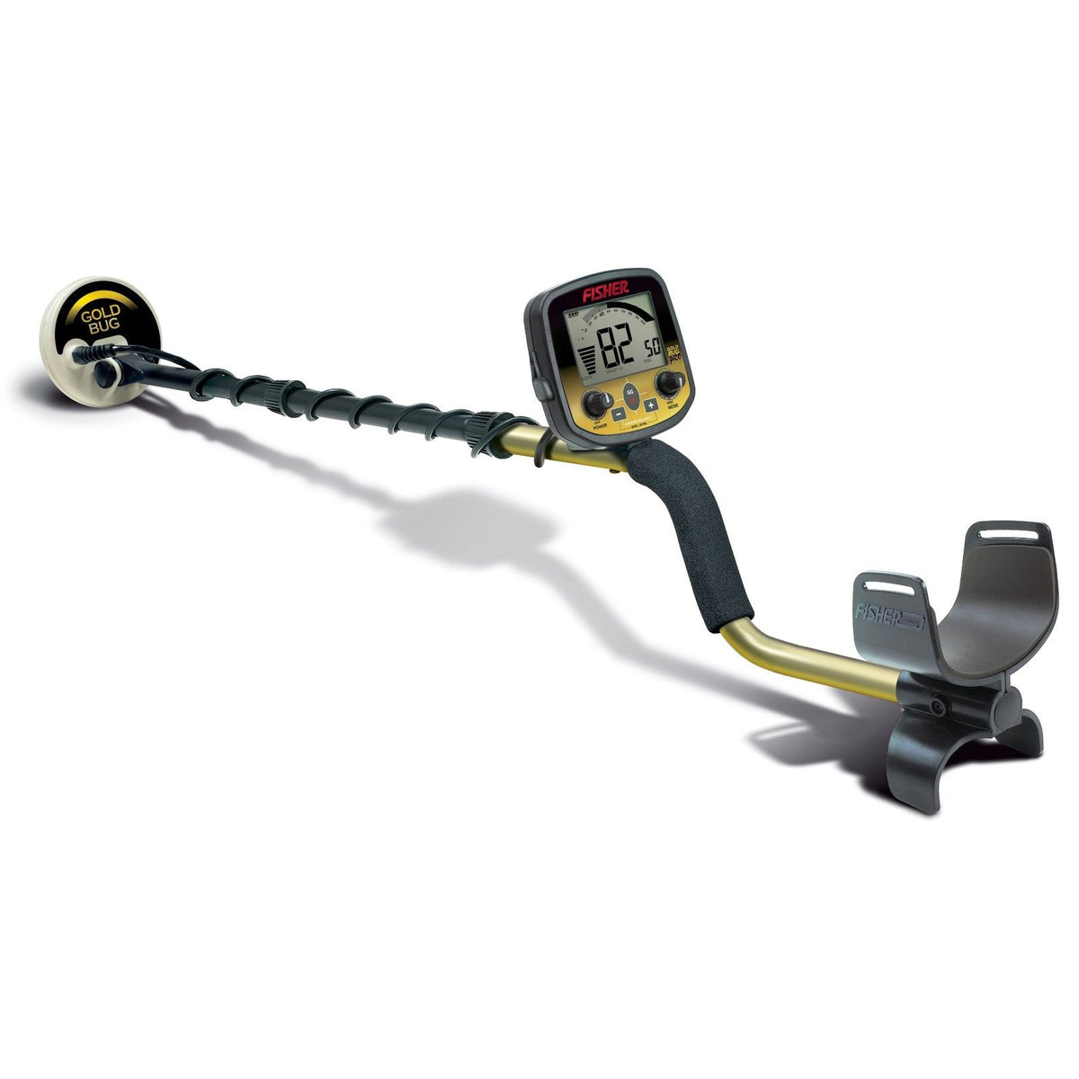 The Fisher Gold Bug Pro metal detector shown fully assembled and ready to work